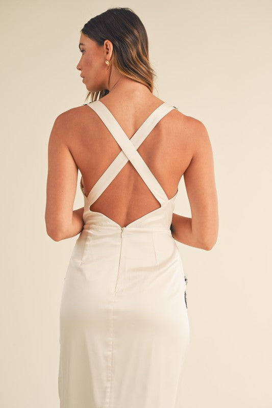 Lace Cross Back Midi Dress