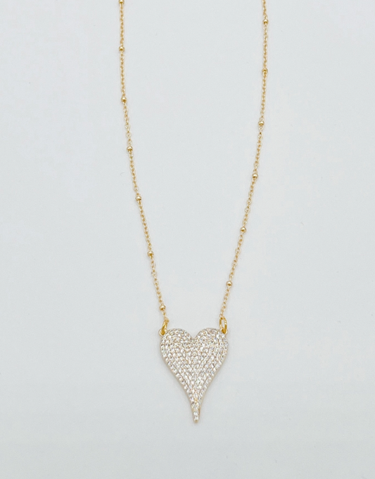 Gold Pave Heart Necklace